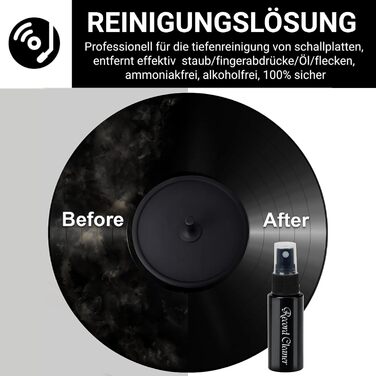 Набір для чищення вінілових платівок 6 шт: щітка з велюру, мікрофібра, антистатична рідина, повітряний обдув, щітка для голки