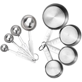 8/10-Piece Stainless Steel Measuring Cups and Spoons Set, Stackable Measuring Spoons, DIY Tools, Kitchen Accessories (8 Pieces)
