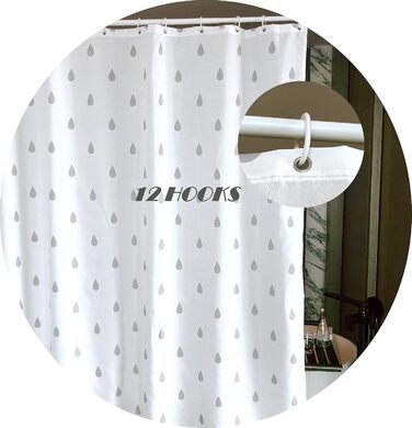 Штора для душу YOUNG DA текстильна біло-сіра з малюнком 