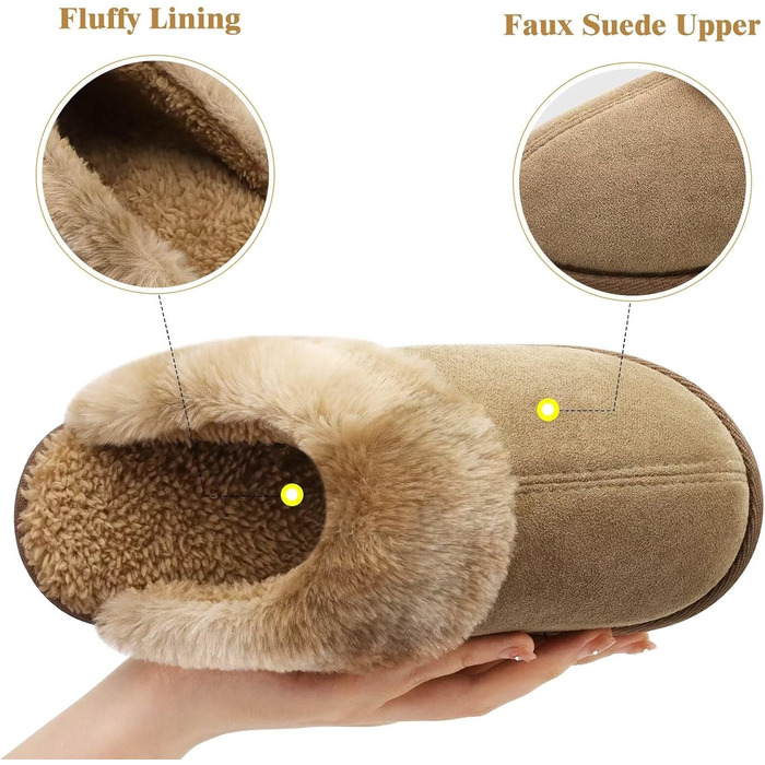 Жіночі домашні тапочки Jiajiale: зручні, пухнасті сліпони для зими з м'якою устілкою та зносостійкою гумовою підошвою (39 EU, Коричневий)