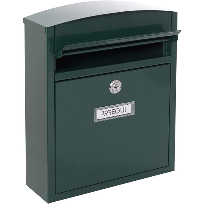 Поштовий ящик ARREGUI Compact E5731 сталевий (білий/зелений), розмір S (DIN A5), настінний, водонепроникний, з табличкою для імені, 2 ключі, легкий монтаж