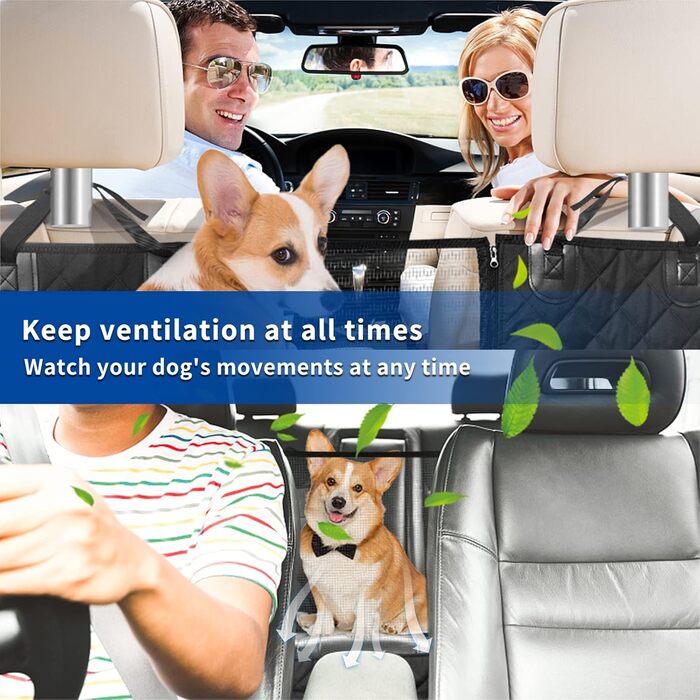 Захист для автосидіння собаки Sosayet - 4-в-1: бокові панелі, віконце, ремінь безпеки. Водонепроникний, антиковзкий, стійкий до подряпин. 137 x 147 см, підходить для легкових автомобілів, SUV та мінівенів
