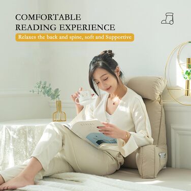 Підголовник для ліжка: великий м'який крісло-мішок з підлокітниками та знімною подушкою для шиї, 75x40x58 см