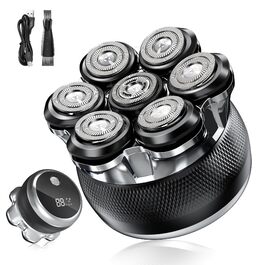 Машинка для гоління голови Yeerain 7D з плаваючими головками, 2 швидкості, акумуляторна, чорна