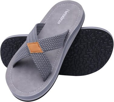 Чоловічі шльопанці Harssidanzar Cross Slide – зручні, легкі літні капці для дому та вулиці, швидковисихаючі, сірі, розмір 46 EU