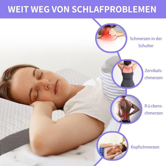 Good Night Neck Pillow Head Pillow Neck Pain Sleep Pillow Ergonomic Head Pillow Memory Foam Pillow for Neck Pain Side Sleepers (65 * 36 * 13/10cm)