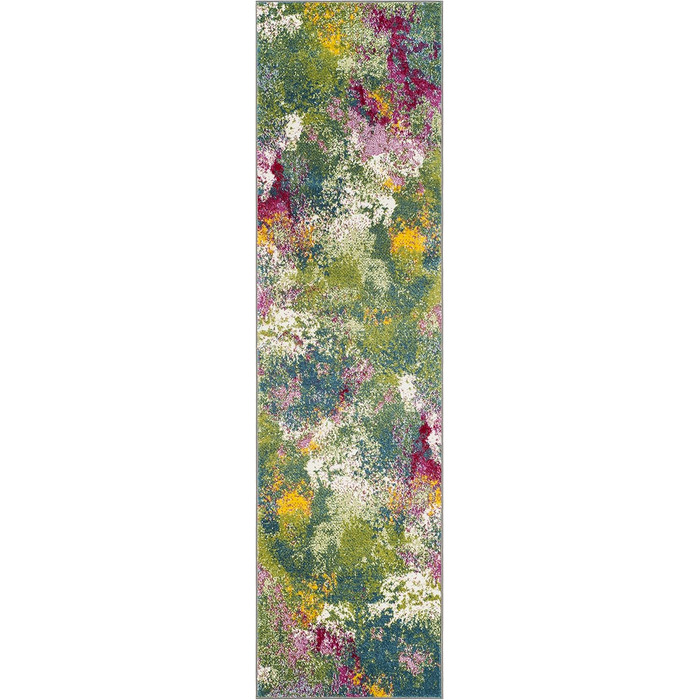 Килим SAFAVIEH Abstrakt для вітальні, їдальні, спальні - Watercolor Collection, короткий ворс, зелений та фуксія, 201 x 274 см