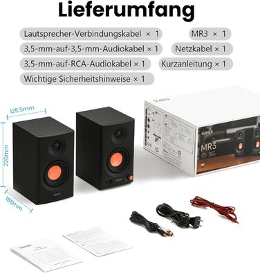 Edifier MR3 - Компактні Студійні Акустичні Системи 2.0, Hi-Res Audio, Bluetooth 5.4, RCA, AUX, Мобільний Додаток, 2 x 18 Вт (Чорний)