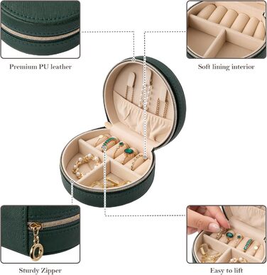ProCase Компактне футляру для прикрас з PU-шкіри, зелене (9x10x4.2 см)