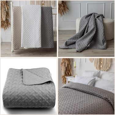 Daybed Cover 200x220 Grey Bedspread Throw Bed Throw Sofa Throw Quilted Blanket Sofa Blanket Throw Blanket Bed Covers XXL Overbed Cover Quilted Daybed Covers Quilted Quilt Bedspread