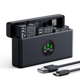 Набір акумуляторів K&F CONCEPT Osmo Action 5 Pro (3 шт.) з тризарядним пристроєм, 2100 mAh, сумісний з DJI Osmo Action 5 Pro, 360, 6, 4, 3