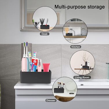 Bathroom Toothbrush Holder, Toothpaste Holder, Stand, Bathroom Organizer for Toothbrushes, Makeup Brush Holder (Black)
