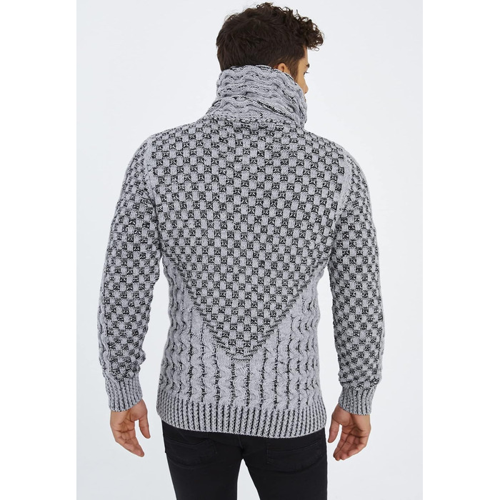 Чоловічий кардиган Eif Neson з в'язаного полотна на блискавці, Regular Fit, сіро-чорний (3XL)