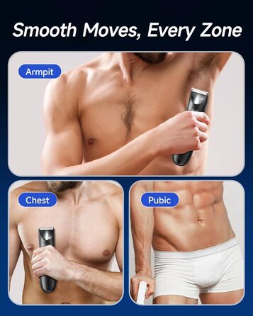 Електричний триммер для чоловічих інтимних зон VIKICON з LED-підсвічуванням, водонепроникний, для тіла та гоління, акумуляторний, чорний