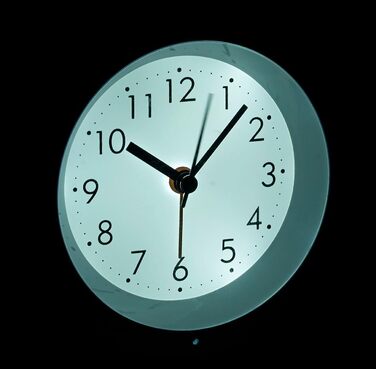 infactory Alarm Clock Quiet: Analog Quartz Clock, Silent, Night Light, Light Sensor, Battery (Analog Travel Alarm Clock, Absolutely Silent, LED Clock with Battery Operation)
