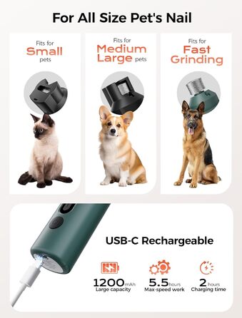 Шліфувальник для собак NEUTYPECHIC з LED-підсвічуванням та LCD-дисплеєм, 5 режимів, для великих, середніх та малих порід