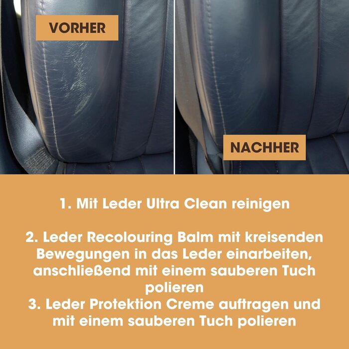 Complete Leather Restoration Set (Dark Grey) – includes leather reconditioning balm, protective cream, cleaner, sponge, and applicator – restoration and repair of sofas, chairs, car seats, and