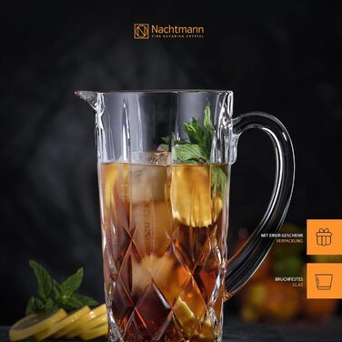 Nachtmann Glass Pitcher, 1190 ml, Noblesse, 101969, Water Pitcher made of Crystal Glass, Dishwasher Safe, Made in Germany
