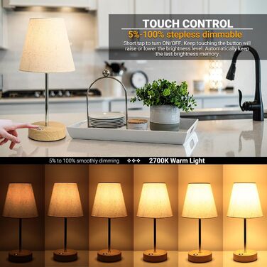 Бездротова LED лампа настільна акумуляторна 3000mAh з торшею, регульоване торканням, портативна лампа для дому та вулиці, з імітацією текстури дерева