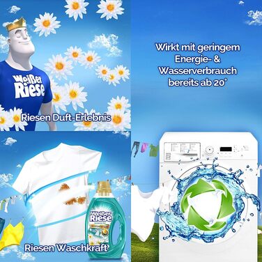 Універсальний рідкий засіб для прання Weißer Riese Gel Essentials Лотос та мигдальна олія, 2.5 л (на 50 прань), набір 2 шт (100 прань)