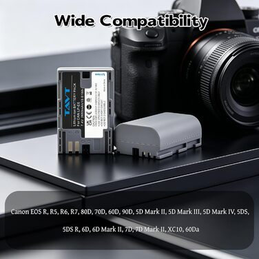 Акумулятор Canon LP-E6/LP-E6N/LP-E6NH (2 шт.) + Зарядний пристрій для EOS R7, R6, R5, R, 6D Mark II, 5D Mark IV, 80D, 90D