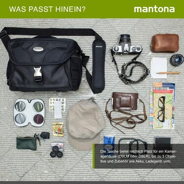 Сумка для фотоапарата Mantona Neolit II SLR чорна, водонепроникна з захистом від дощу, на плече з великим об'ємом та індивідуальним плануванням