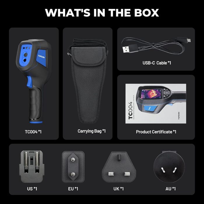 TOPDON TC004 Міні тепловізор, 240x240 IR-роздільна здатність, ручний тепловізійний прилад, 15 годин роботи від акумулятора, частота оновлення 25 Гц, діапазон температур -20℃ до 450℃, високий/низький температурний тригер (чорний)