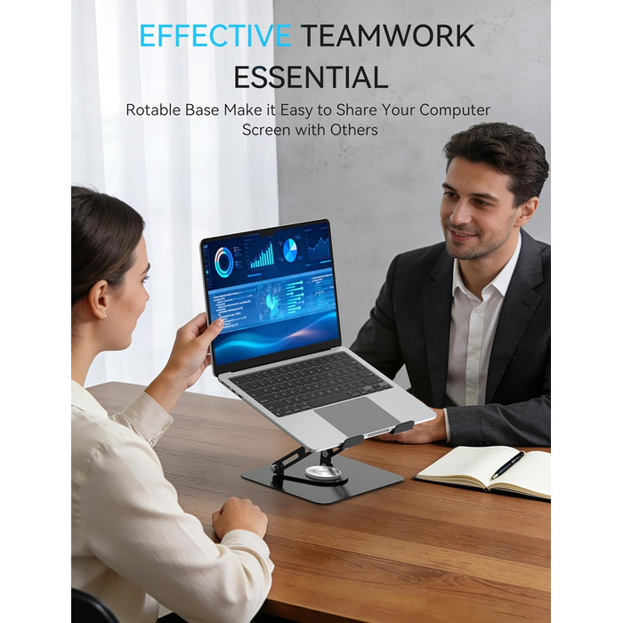 Підставка для ноутбука Soundance: регульована висота, 360° обертання, для екранів 10-15.6 дюймів, чорний A-Black