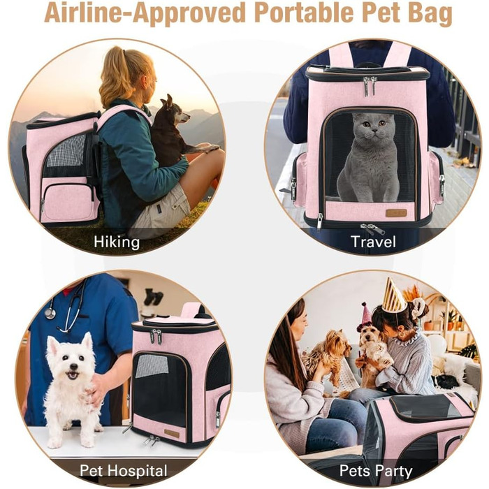 Розширюваний рюкзак для кота та собаки Lekesky, великий, рожевий (33 x 29 x 38 см)