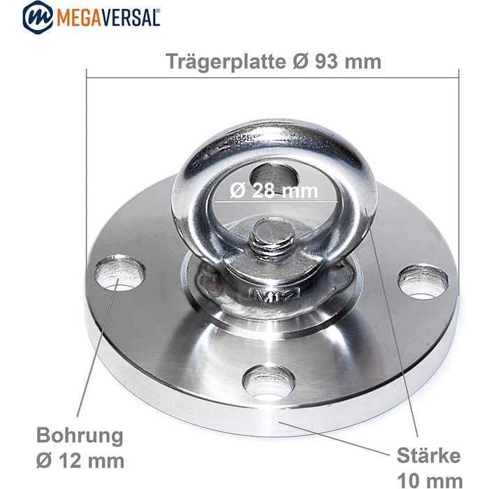 Premium stainless steel bracket up to 250 kg for hanging chair, hammock, boxing bag, sling trainer, yoga cloth, sun sail, nest swing, hammock seat swing: without accessories
