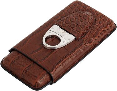 Вишуканий тютюнець PIPITA з натуральної шкіри крокодила для 3 сигар, з інтегрованим різаком та зручною сумкою для подорожей (колір: коричневий)