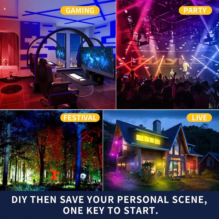 Outdoor RGB LED Spotlight, Color Changing 80W, DIY Strobe Mode, RGB LED Floodlight, Timer, Bluetooth, IP66 Waterproof