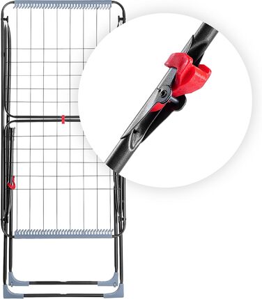 КADAX Сушарка для білизни з 18 метрами сушильної поверхні - для квартири, балкону та саду, розкладна, з неслизькими ніжками, економна, виготовлена в ЄС (Антрацит Плюс)