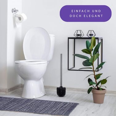 Набір з 4 щіток для унітазу KLINOO, чорний колір, діаметр 8 см, з нержавіючою ручкою та змінною головкою