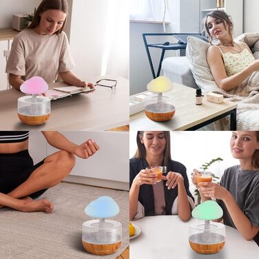 Зволожувач повітря у вигляді дощової хмарки з LED-підсвіткою, нічник Weljoy, 7 кольорів, звуки дощу для сну та релаксації, для спальні