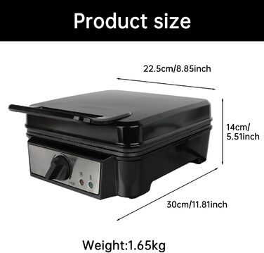 Вафельниця XXL з 4 формами, 1200 Вт: вафельниця, сендвічниця, тостер для вафель