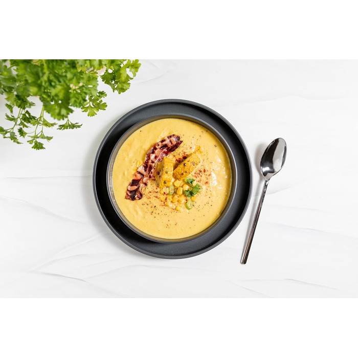 Набір тарілок MÄSER Serie Vada (12 шт.) - сучасний дизайн, шведська якість, для 4 осіб, порцелан, білий глянцевий/сірий матовий