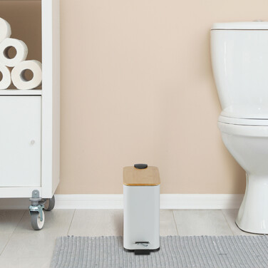 Relaxdays Waste Bin 5 l with Bamboo Lid