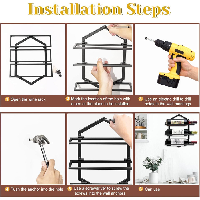 Металева стійка для вина на стіну Giyiprpi, органайзер для 3 пляшок, чорна, для дому, кухні, бару