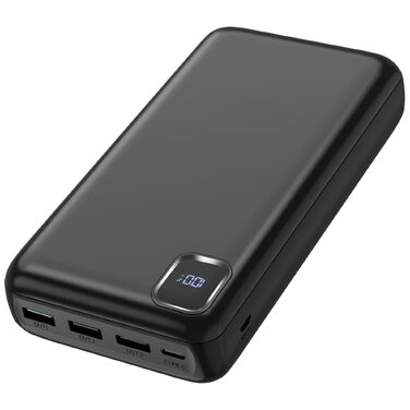 Повербанк 50000mAh з вбудованими кабелями та швидкою зарядкою, зовнішній акумулятор USB-C з LED-дисплеєм для iPhone, Android та планшетів, чорний (P500)