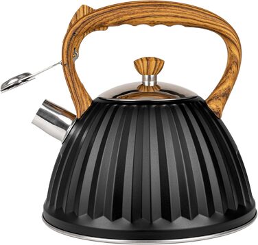 Чайник для води Karl Hausmann Induktion 3L, чорний, з автоматичним свистком, нержавіюча сталь, для всіх типів плит