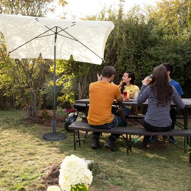 Relaxdays Parasol Stand, Rose Design, for Pole 35 / 38 / 48 mm, windproof, stable, resin, black-gold