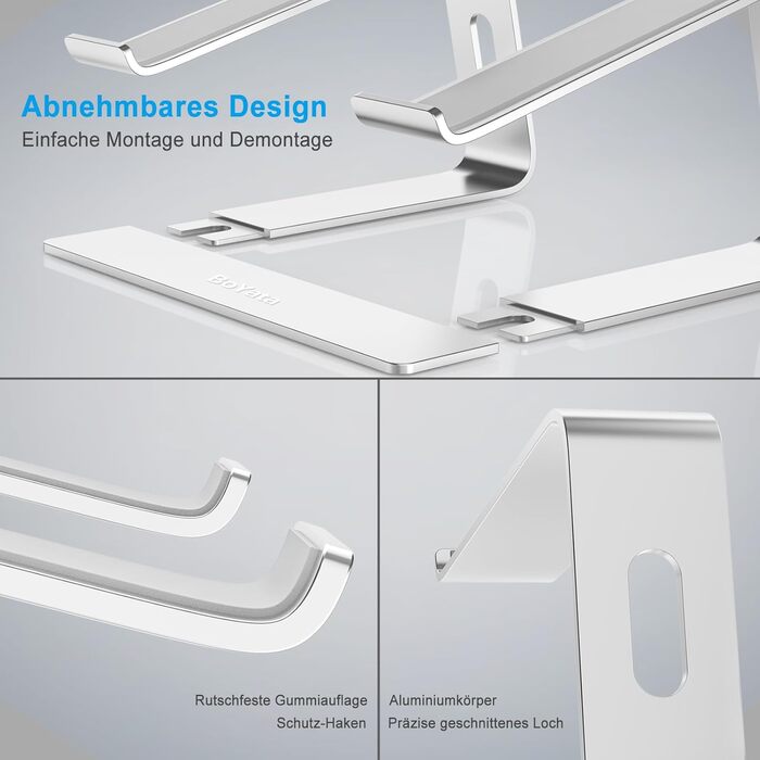 Підставка для ноутбука BoYata: ергономічна, алюмінієва, портативна, сумісна з MacBook, Dell, HP, Samsung, Acer (10-14 дюймів)