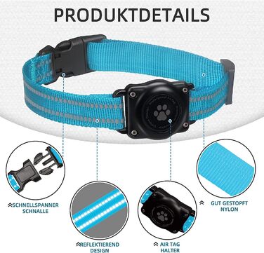 AirTag Dog Collar, 100% Waterproof Integrated Apple AirTag Dog Collars, Reflective GPS Dog Collar with Hard PC AirTag Holder Case for Small, Medium & Large Dogs (Green)