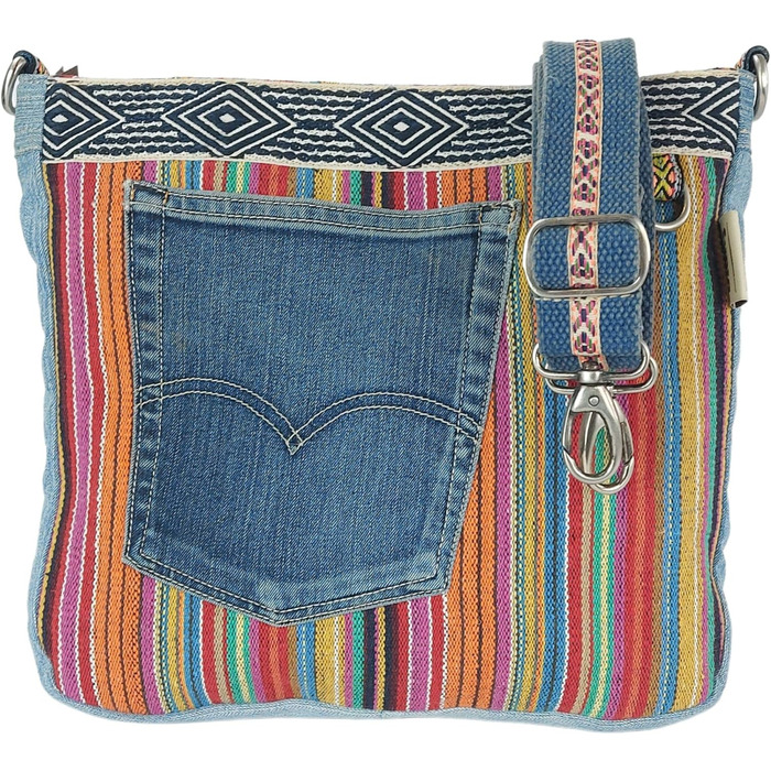Sunsa Women's Bags Crossbody Bag Handbag Canvas & Jeans. Large Boho Crossbody Bag/Handbag Shoulder Bag, Gift Ideas for Women/Girls Sustainable Products (Colorful/Pink)