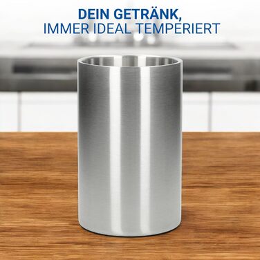 Охолоджувач для пляшок 'Chill' - двостінний сталевий охолоджувач для вина, шампанського, пива - подарунок для любителів вина, 2 шт., сріблястий