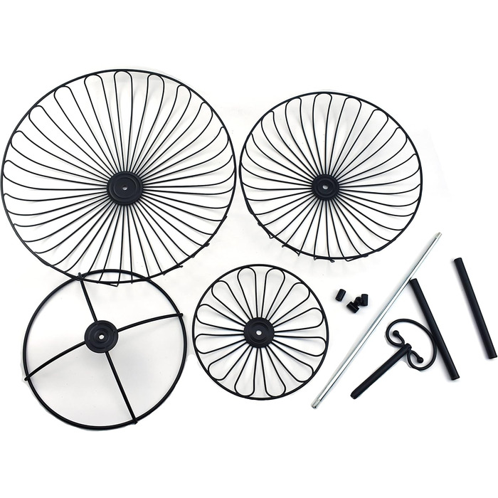 Металевий кошик для фруктів та овочів з ручкою для кухні/балкону, 3 яруси, великий, з нержавіючої сталі, з 360° циркуляцією повітря (чорний, 45 см висота, Ø30-24-16.5 см)