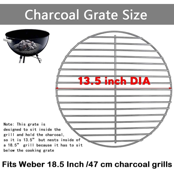 Колер-решітка Denmay 34 см для грилів Weber 47 см (One-Touch, Bar-B-Kettle, Smokey Mountain Cooker) 7440