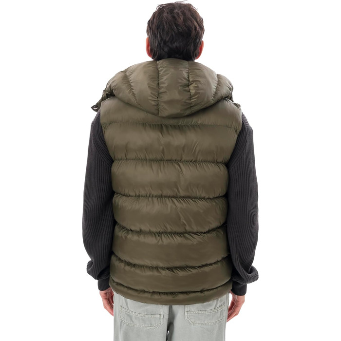 Чоловіча жилетка з пуховим наповнювачем – преміум якість, м'який матеріал, знімна капюшон (L, Хакі)