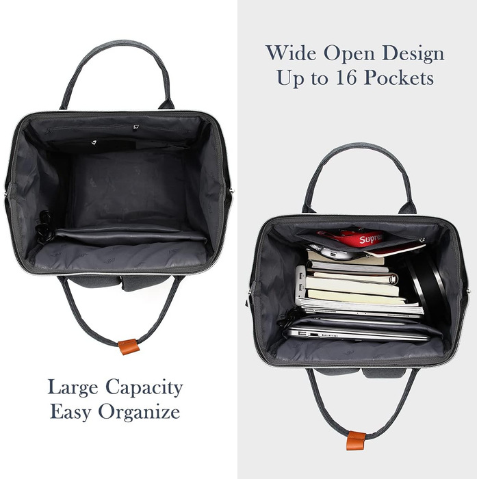 Жіночий рюкзак для школи та подорожей з відділенням для ноутбука 15.6 дюймів та USB-портом для зарядки, сірий (S41-darkgray)